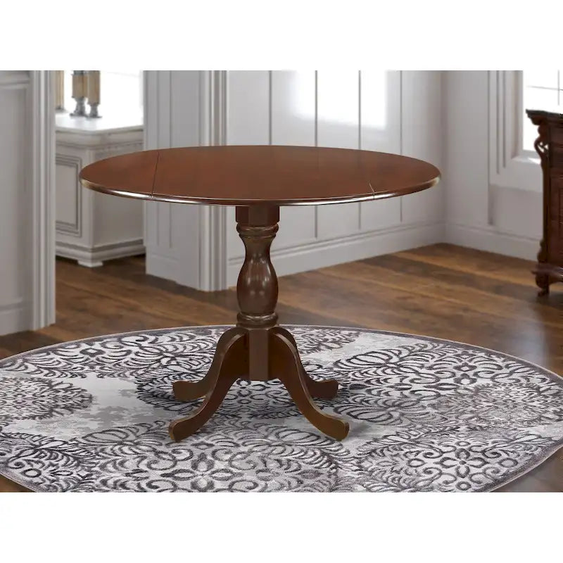 East West Furniture Dublin Table de Cuisine Moderne - un Dessus de Table Rond avec Abattants et Pied Central, (Option de Finition)