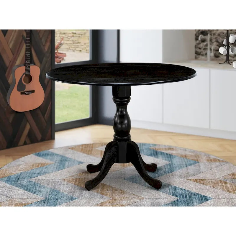 East West Furniture Dublin Table de Cuisine Moderne - un Dessus de Table Rond avec Abattants et Pied Central, (Option de Finition)