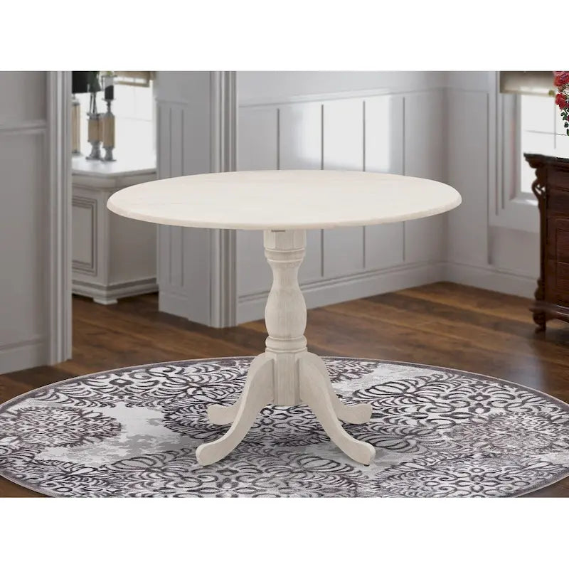 East West Furniture Dublin Table de Cuisine Moderne - un Dessus de Table Rond avec Abattants et Pied Central, (Option de Finition)