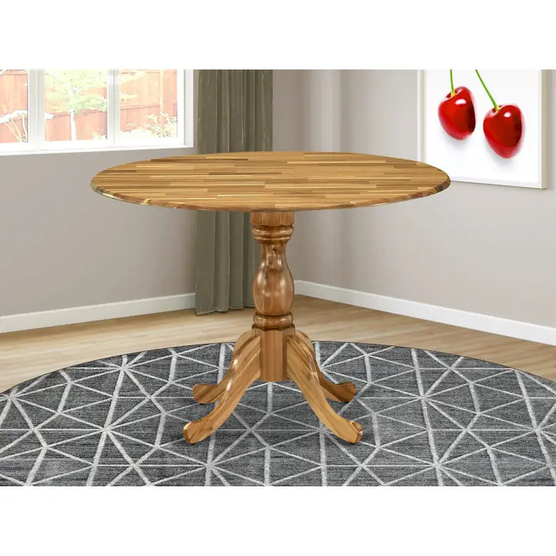 East West Furniture Dublin Table de Cuisine Moderne - un Dessus de Table Rond avec Abattants et Pied Central, (Option de Finition)