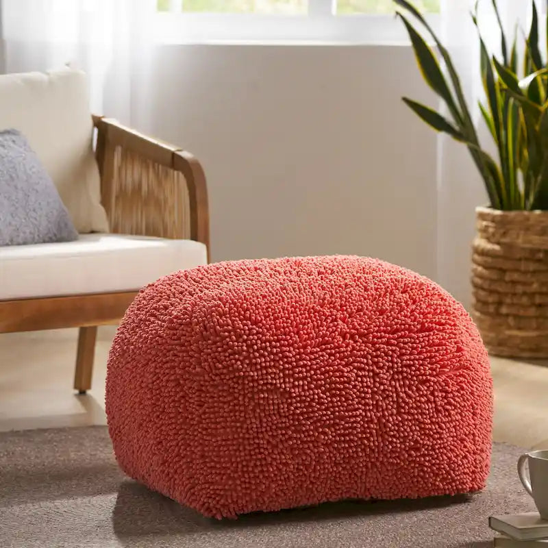 Pouf Moloney en chenille microfibre moderne par Christopher Knight Home