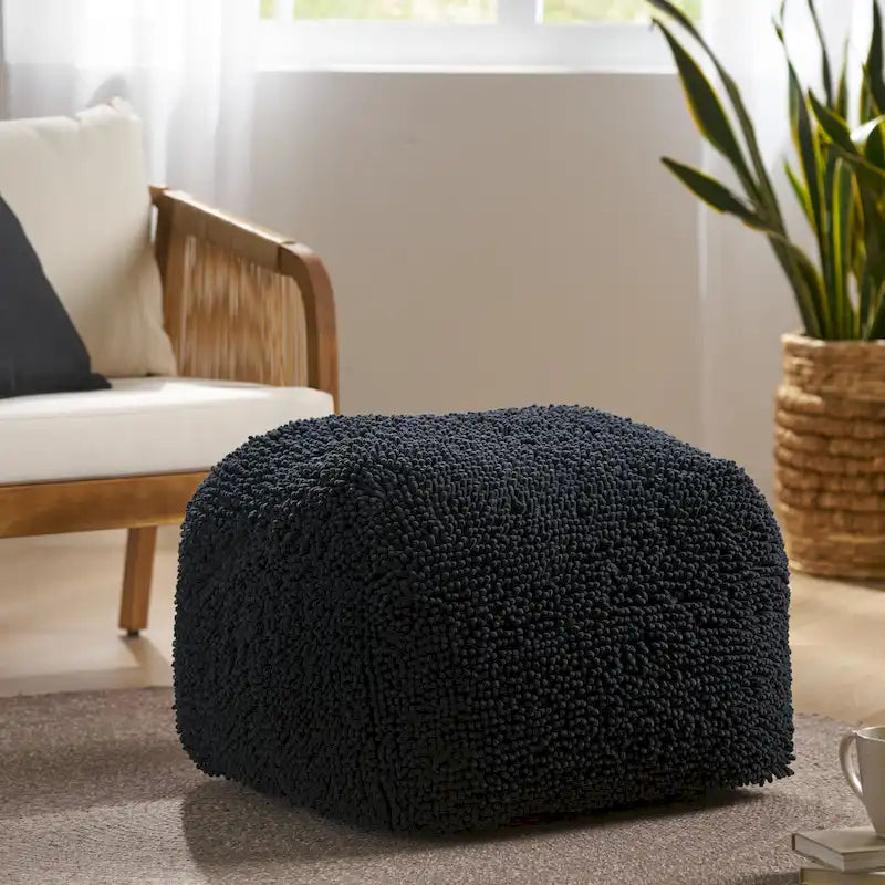 Pouf Moloney en chenille microfibre moderne par Christopher Knight Home