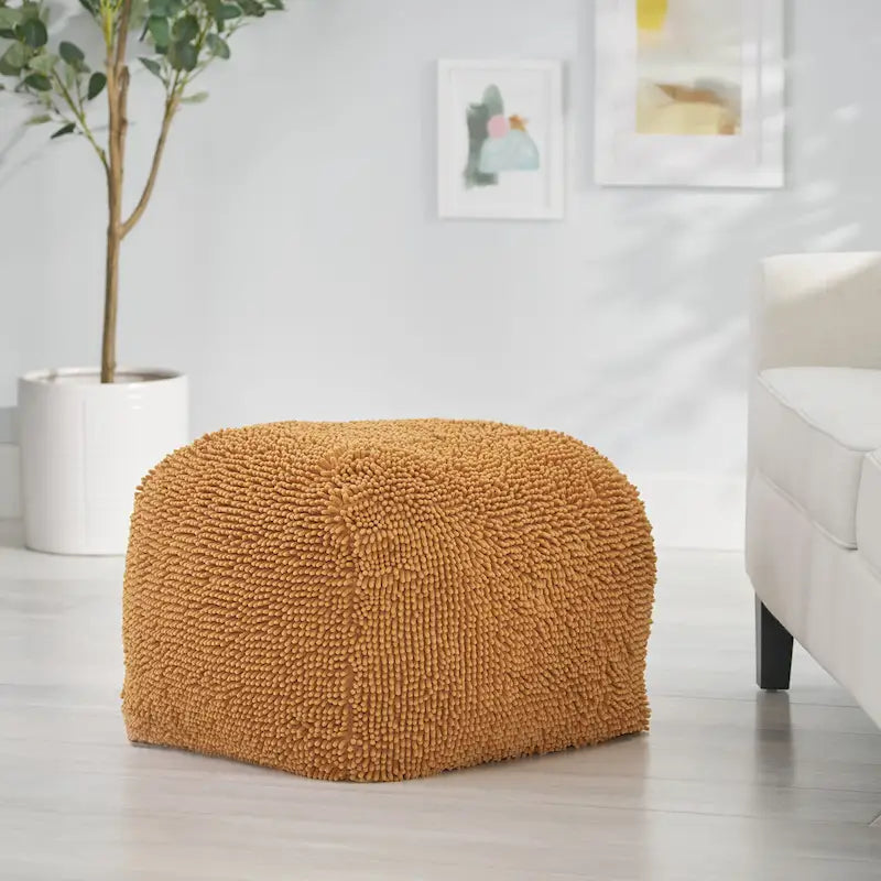 Pouf Moloney en chenille microfibre moderne par Christopher Knight Home