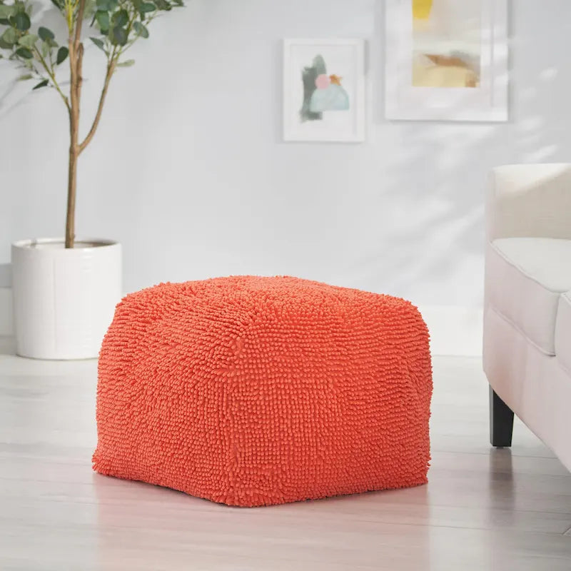 Pouf Moloney en chenille microfibre moderne par Christopher Knight Home