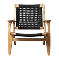 Accent Chair with Rope Woven Seat and Wooden Frame, Brown and Black