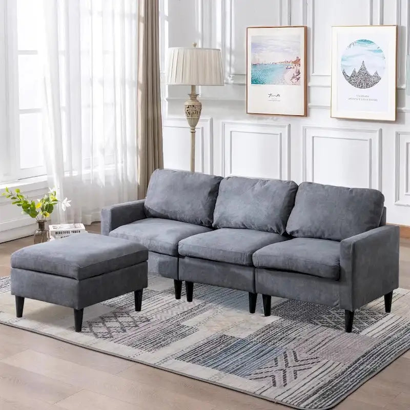 Canapé d'angle modulable à faire soi-même avec pouf
