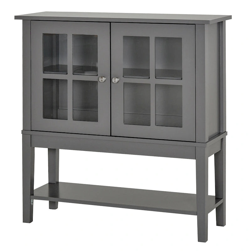 HOMCOM Bahut de cuisine moderne avec 2 portes vitrées battantes et grand espace de rangement