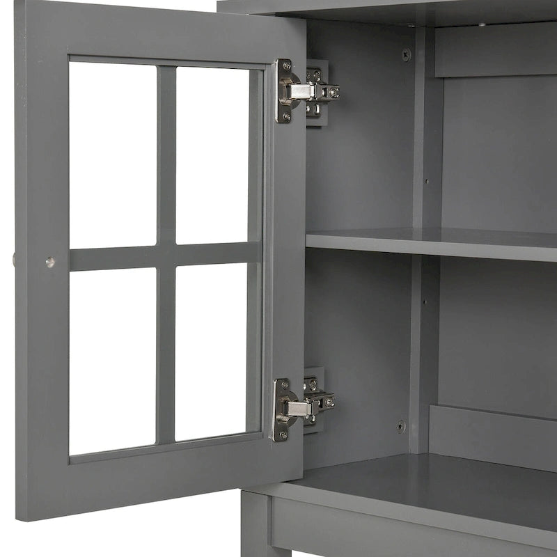 HOMCOM Bahut de cuisine moderne avec 2 portes vitrées battantes et grand espace de rangement