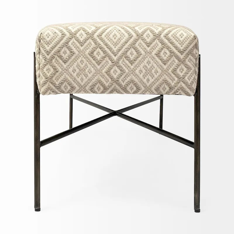 Banc d'appoint Avery I avec siège rembourré à motifs olive et beige - 55L x 17P x 18H