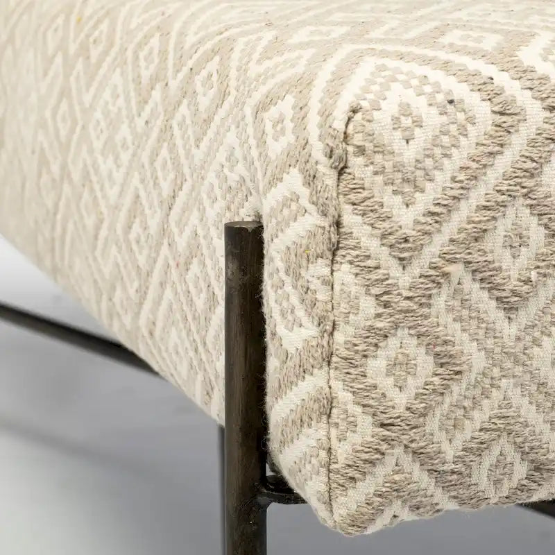 Banc d'appoint Avery I avec siège rembourré à motifs olive et beige - 55L x 17P x 18H