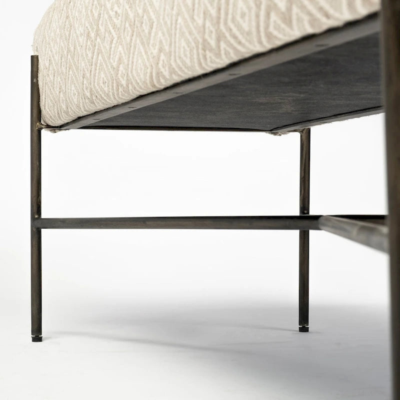 Banc d'appoint Avery I avec siège rembourré à motifs olive et beige - 55L x 17P x 18H