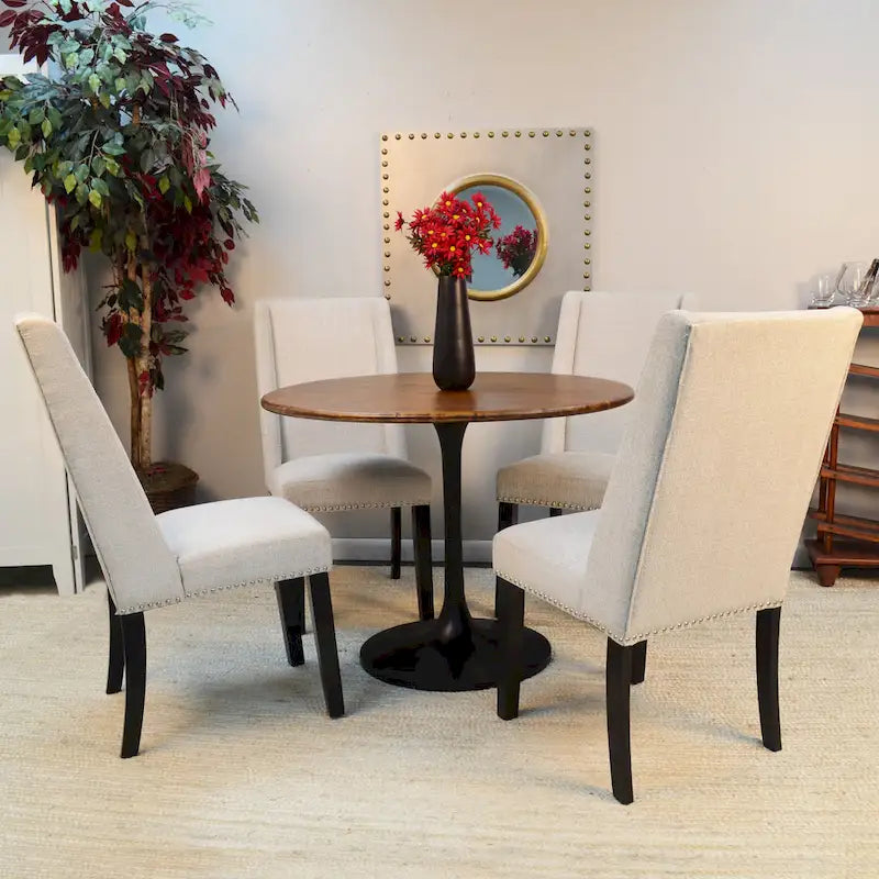 Table de salle à manger ronde Carolina Living Alden Wood Top 40