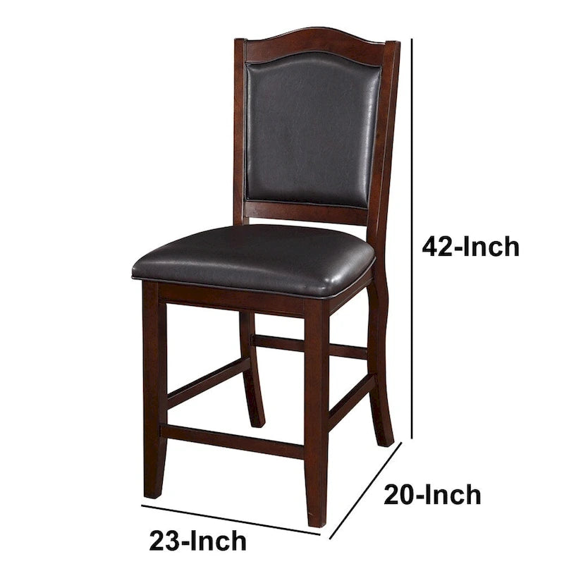 Chaise haute sans accoudoirs en bois, brun expresso et noir, lot de 2