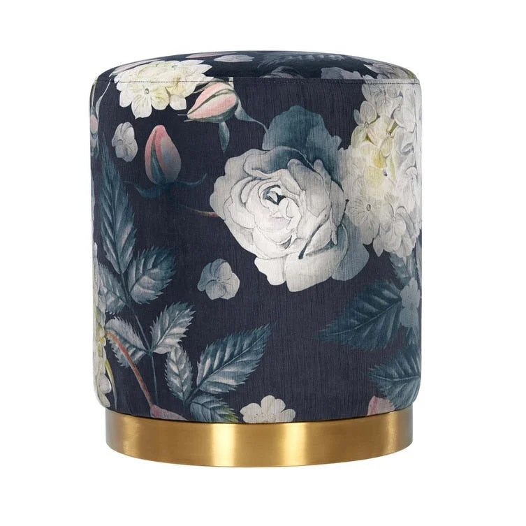 Ottoman en velours floral opale