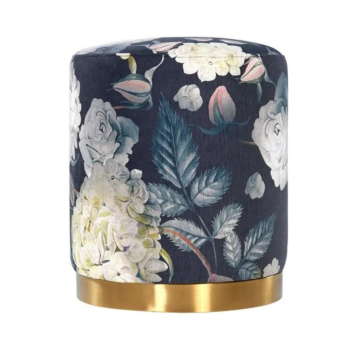 Ottoman en velours floral opale