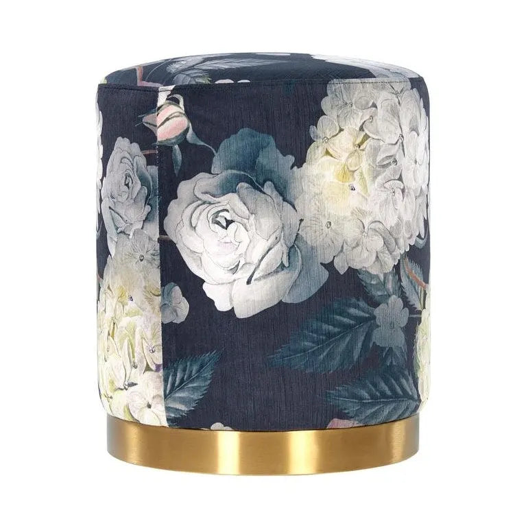 Ottoman en velours floral opale