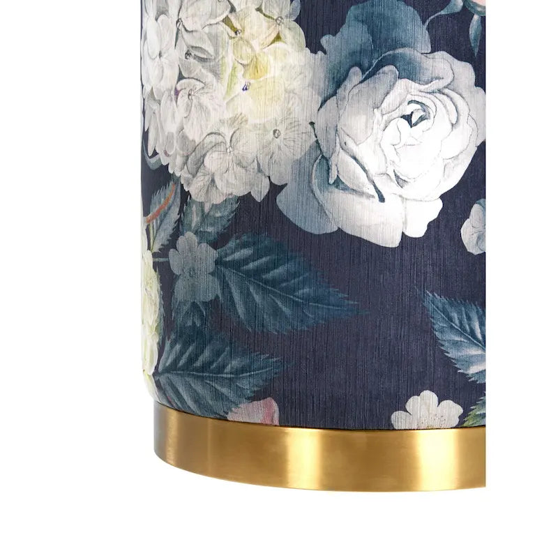 Ottoman en velours floral opale