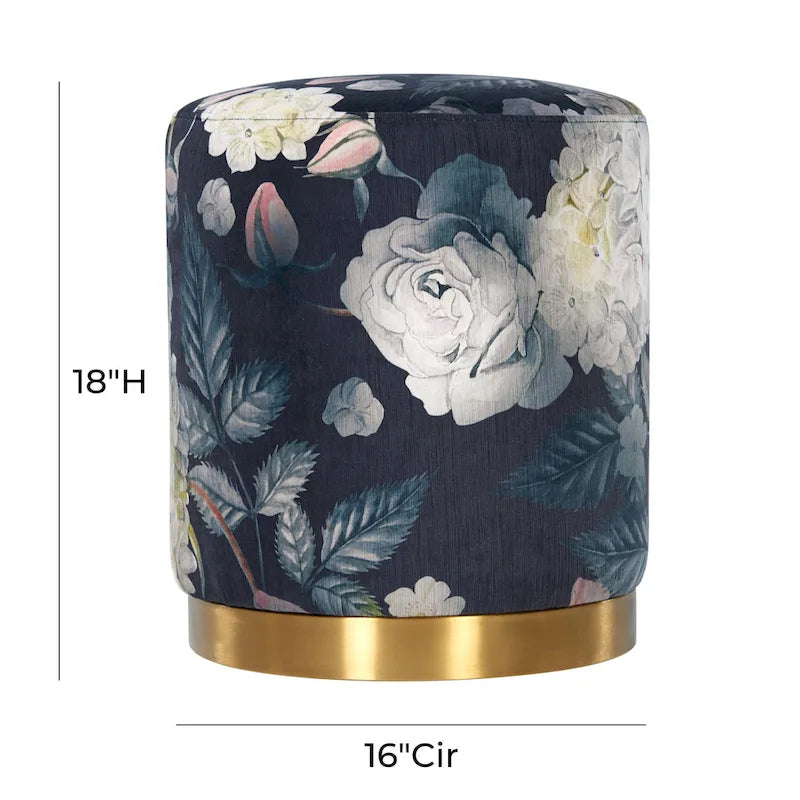 Ottoman en velours floral opale