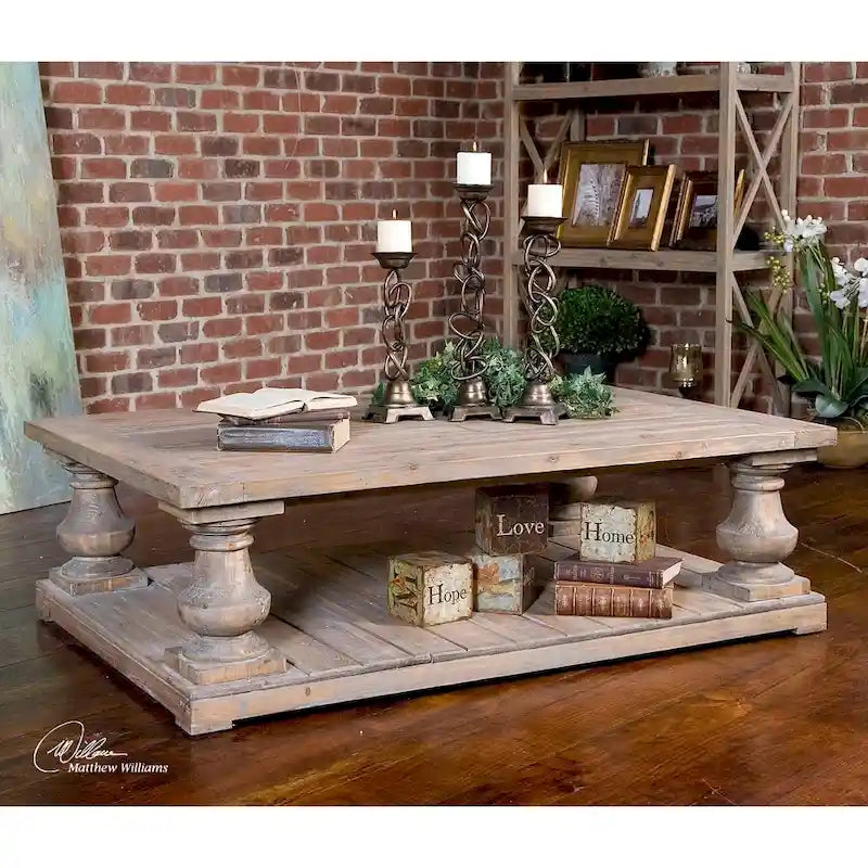 Table basse rustique Uttermost Stratford Patina vieillie