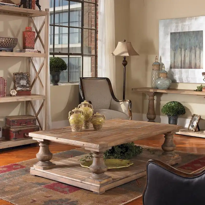 Table basse rustique Uttermost Stratford Patina vieillie