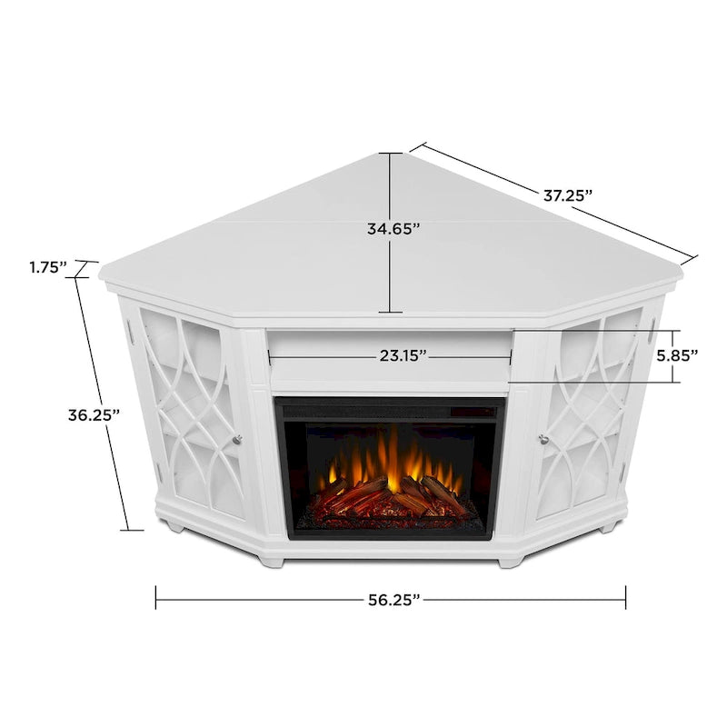 Meuble TV avec foyer électrique Lynette 56 blanc par Real Flame