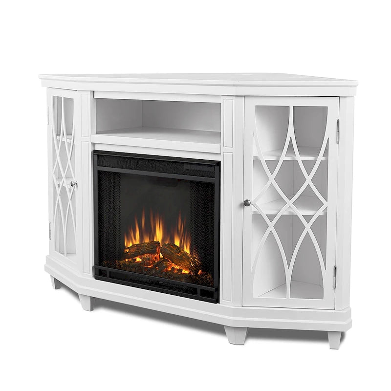 Meuble TV avec foyer électrique Lynette 56 blanc par Real Flame