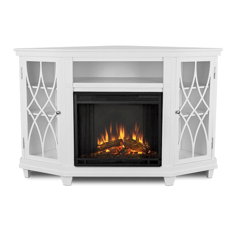 Meuble TV avec foyer électrique Lynette 56 blanc par Real Flame