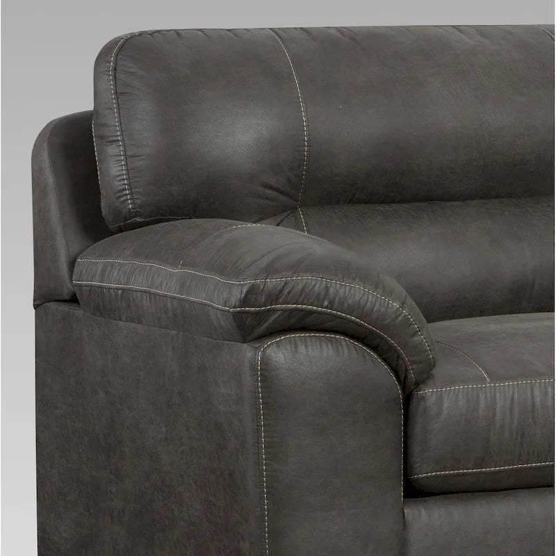 Fauteuil contemporain à plateau-coussin en tissu Roundhill Furniture Tirana avec pouf en Sequoia Ash