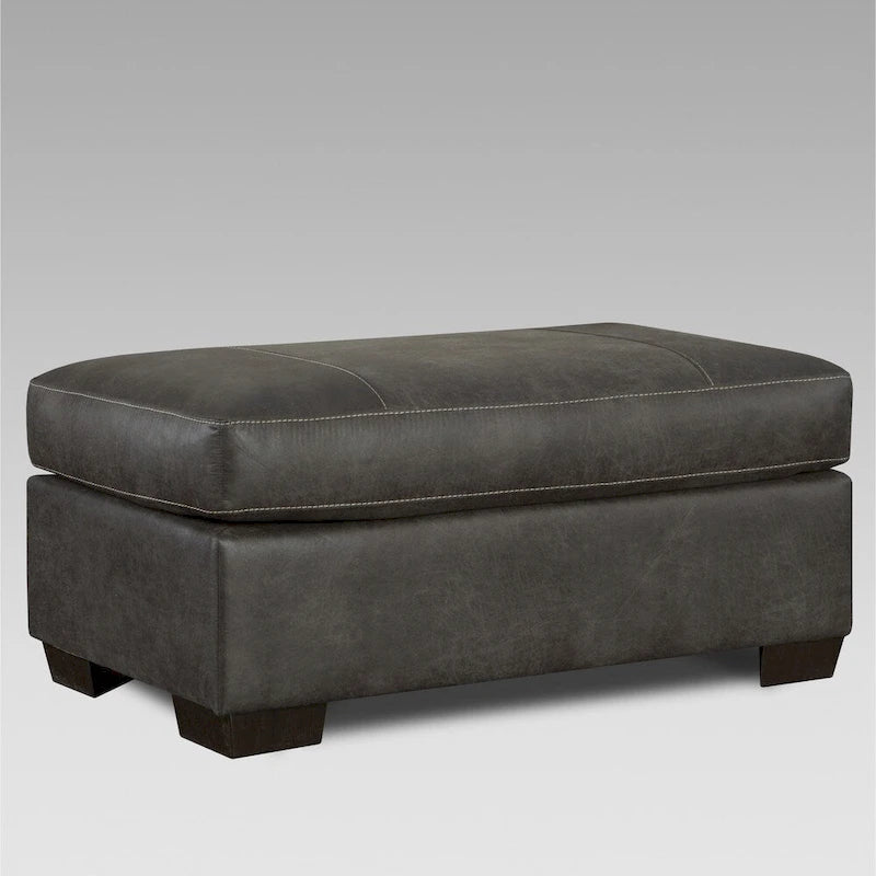 Fauteuil contemporain à plateau-coussin en tissu Roundhill Furniture Tirana avec pouf en Sequoia Ash
