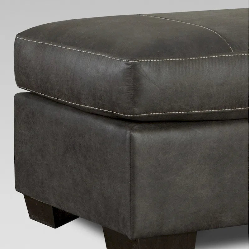 Fauteuil contemporain à plateau-coussin en tissu Roundhill Furniture Tirana avec pouf en Sequoia Ash