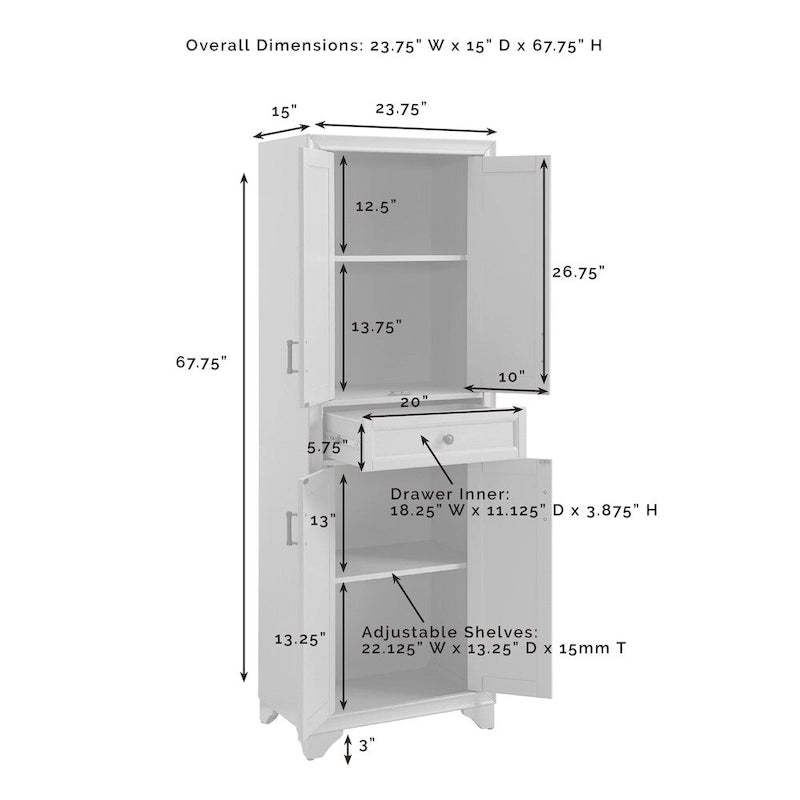Crosley Tara Armoire de cuisine - 23,75 larg. x 15 prof. x 67,75 haut.