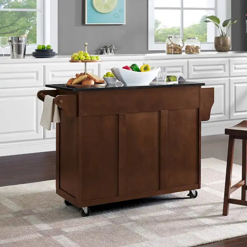 Îlot de cuisine Crosley Eleanor avec plateau en granit noir – 18p x 51,5L x 35,25H
