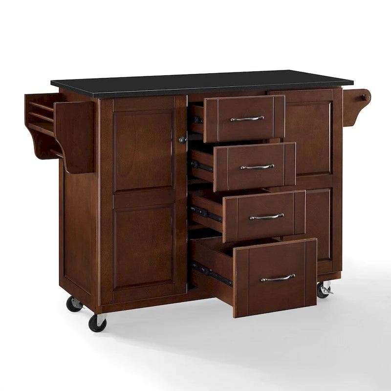 Îlot de cuisine Crosley Eleanor avec plateau en granit noir – 18p x 51,5L x 35,25H