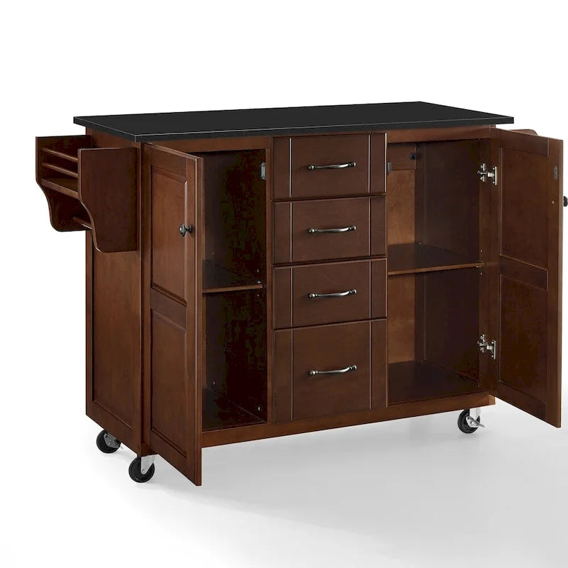 Îlot de cuisine Crosley Eleanor avec plateau en granit noir – 18p x 51,5L x 35,25H