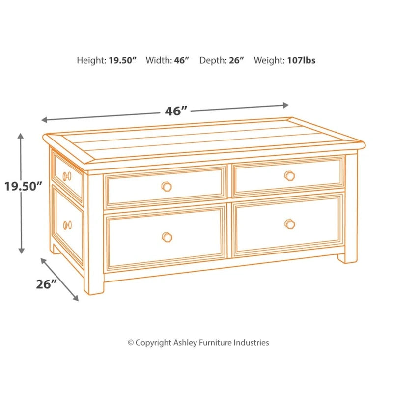 Table basse bicolore Bolanburg avec plateau relevable