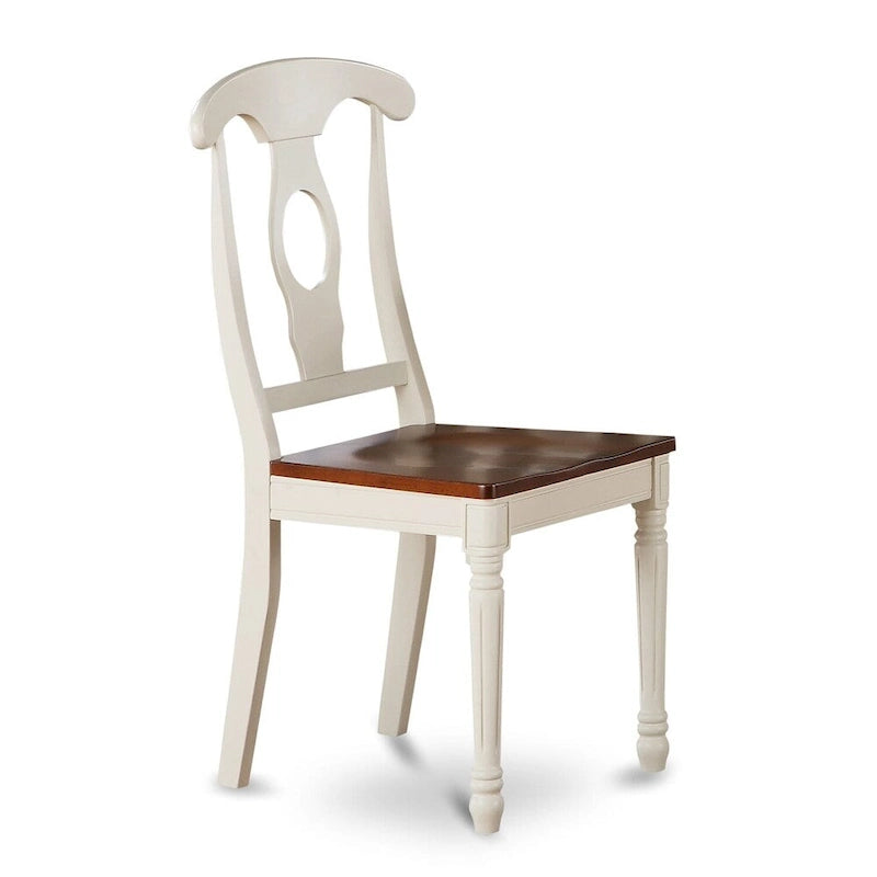 East West Furniture Chaises de Salle à Manger Kenley - Chaises à Dossier Napoléon en Bois, Lot de 2, Crème et Cerise - KEC-WHI-W