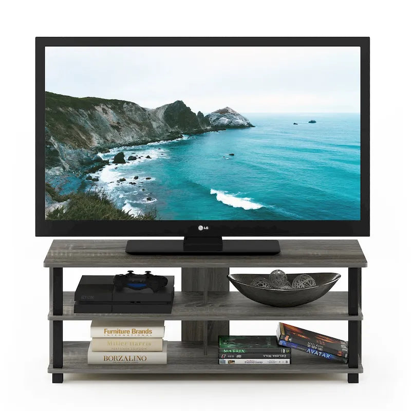 Meuble TV moderne à 3 niveaux Porch & Den Shelby Wood