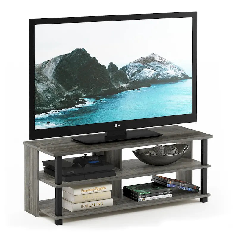Meuble TV moderne à 3 niveaux Porch & Den Shelby Wood