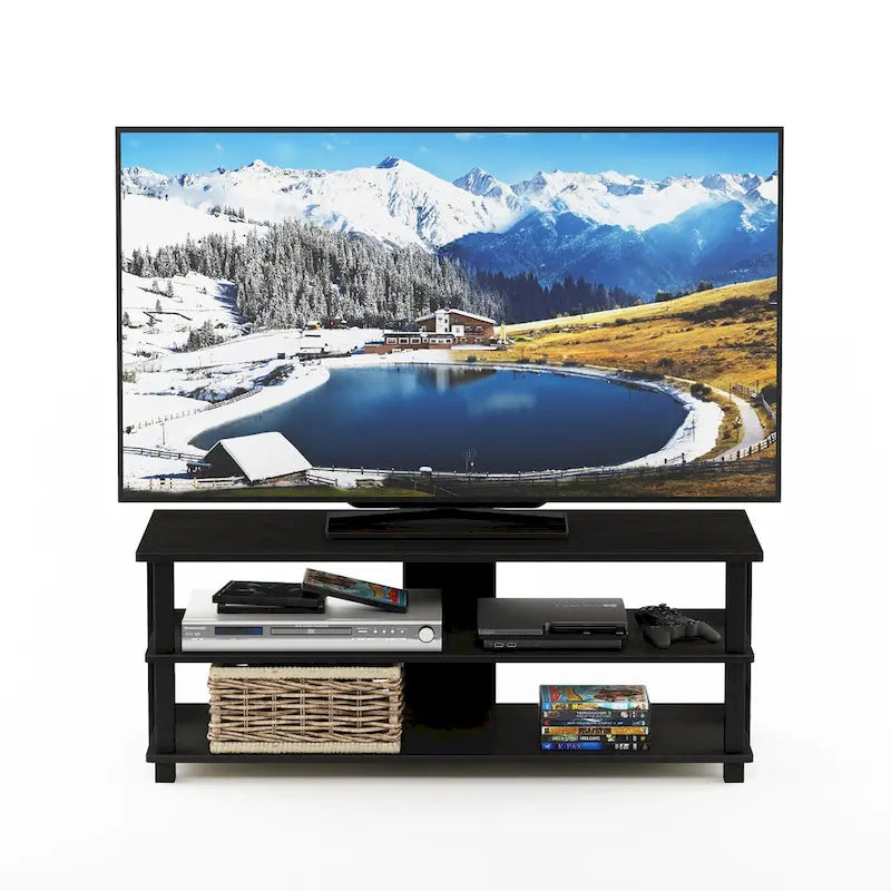 Meuble TV moderne à 3 niveaux Porch & Den Shelby Wood