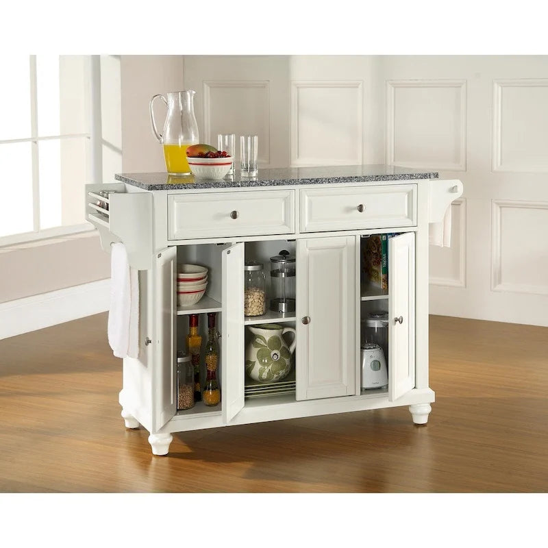 Îlot de cuisine Crosley Cambridge avec dessus en granit massif et finition acajou vintage - 51,5L x 18P x 36H