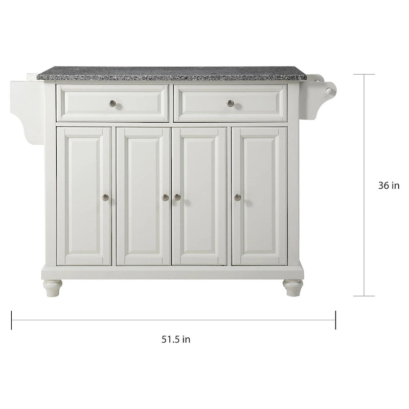Îlot de cuisine Crosley Cambridge avec dessus en granit massif et finition acajou vintage - 51,5L x 18P x 36H
