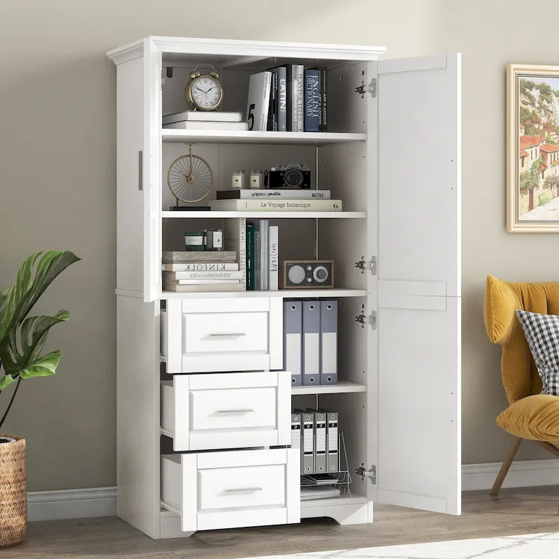 Armoire de rangement haute et large avec portes pour salle de bain/bureau