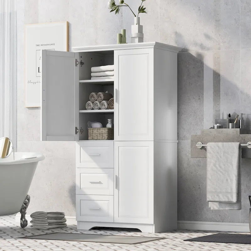 Armoire de rangement haute et large avec portes pour salle de bain/bureau