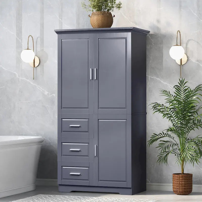 Armoire de rangement haute et large avec portes pour salle de bain/bureau