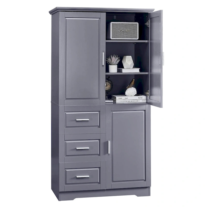 Armoire de rangement haute et large avec portes pour salle de bain/bureau