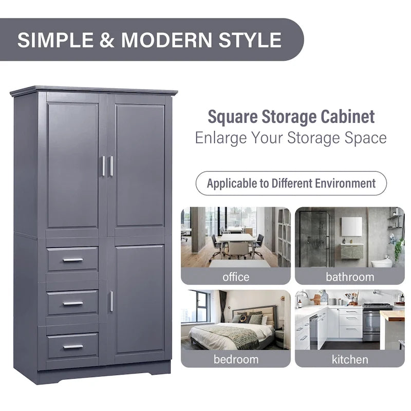 Armoire de rangement haute et large avec portes pour salle de bain/bureau