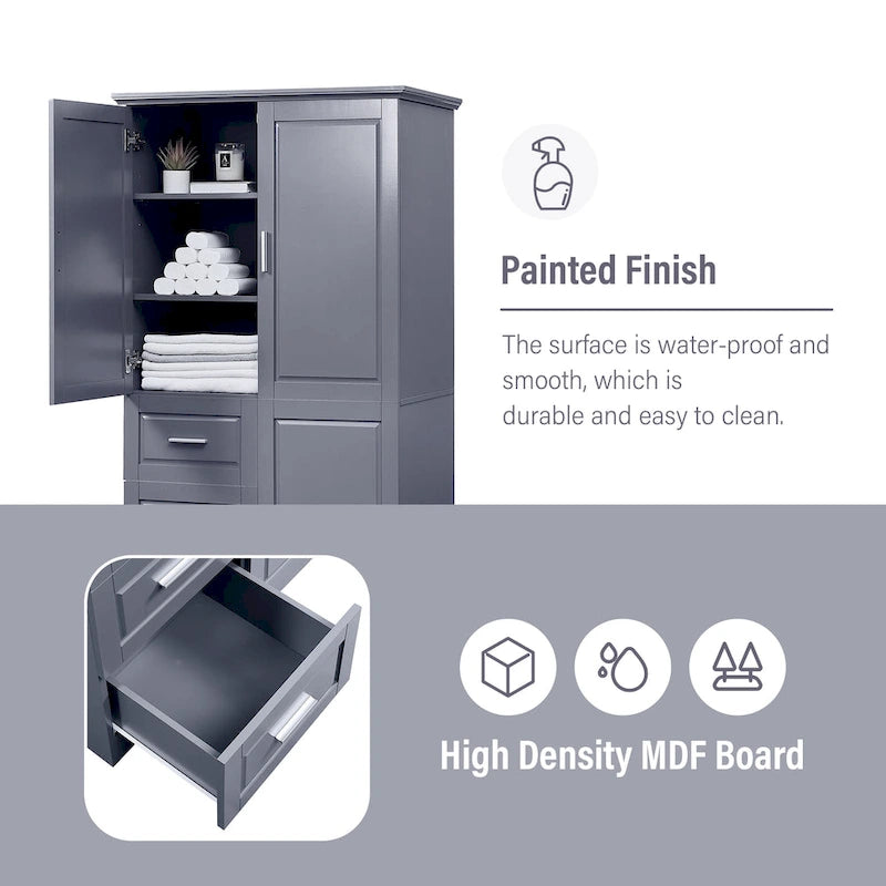 Armoire de rangement haute et large avec portes pour salle de bain/bureau