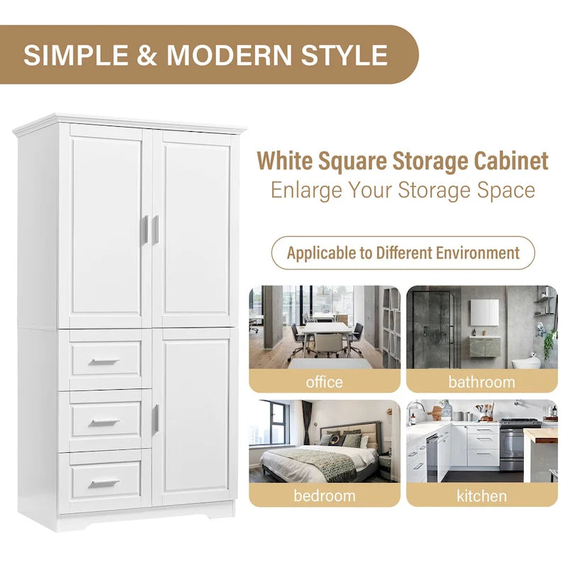 Armoire de rangement haute et large avec portes pour salle de bain/bureau