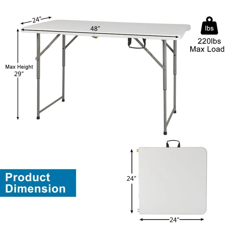 Table pliante en plastique de 1,2 m à hauteur réglable