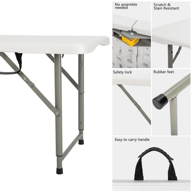 Table pliante en plastique de 1,2 m à hauteur réglable